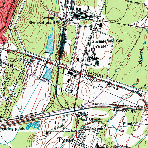 Topographic Map of Tyner Church of Christ, TN