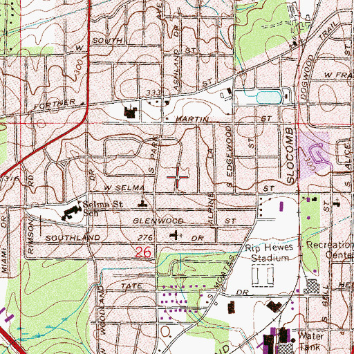 Topographic Map of Highland Park Methodist Church, AL