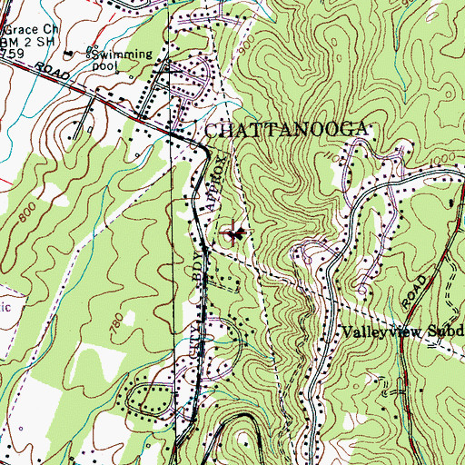 Topographic Map of Parkridge Valley Hospital, TN