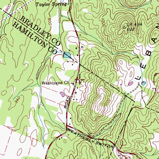 Topographic Map of Wesley Ann Cemetery, TN