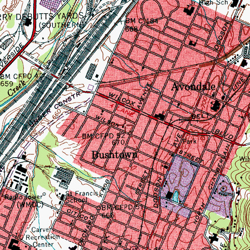 Topographic Map of Wesley Chapel Community Christian Church, TN