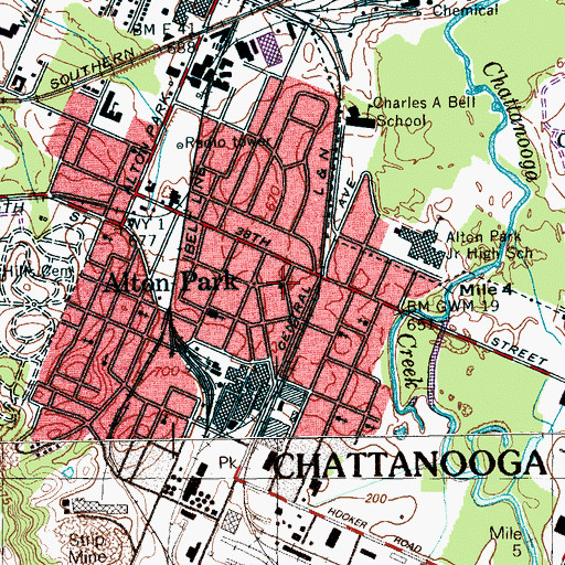 Topographic Map of Westside Baptist Church, TN