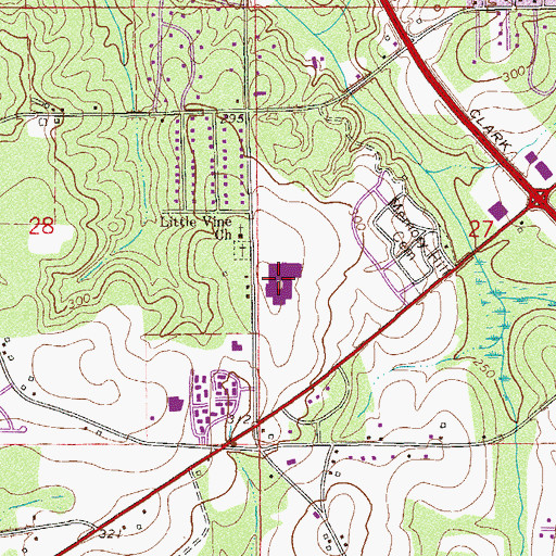 Topographic Map of Honeysuckle Middle School, AL