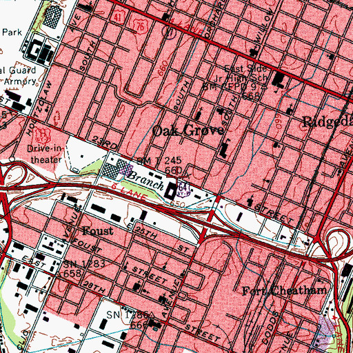 Topographic Map of Willow Plaza Shopping Center, TN