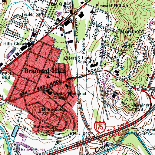 Topographic Map of Worley, TN