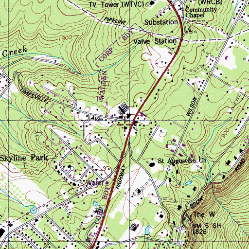 Topographic Map of Signal Mountain United Methodist Church, TN