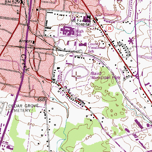 Topographic Map of Baird Municipal Park, TN