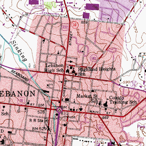 Topographic Map of Campbell Academy (historical), TN