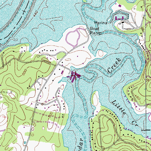 Topographic Map of Cedar Creek Boat Dock, TN