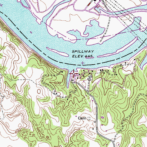 Topographic Map of Coles Ferry Access Area, TN