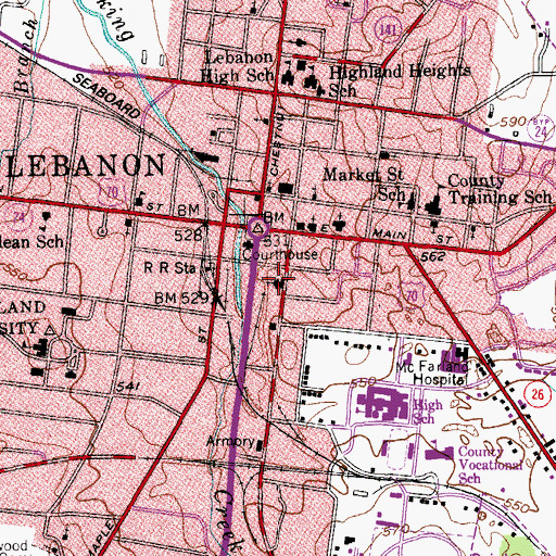 Topographic Map of College Street Church of Christ, TN