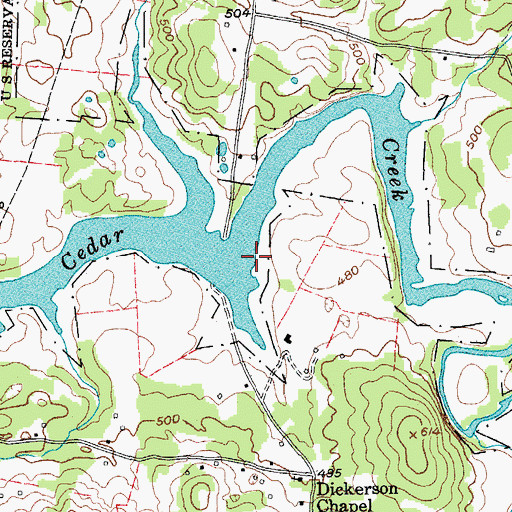 Topographic Map of Dickson Chapel Recreation Area, TN