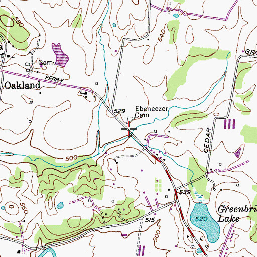 Topographic Map of Ebaneezer Campground (historical), TN