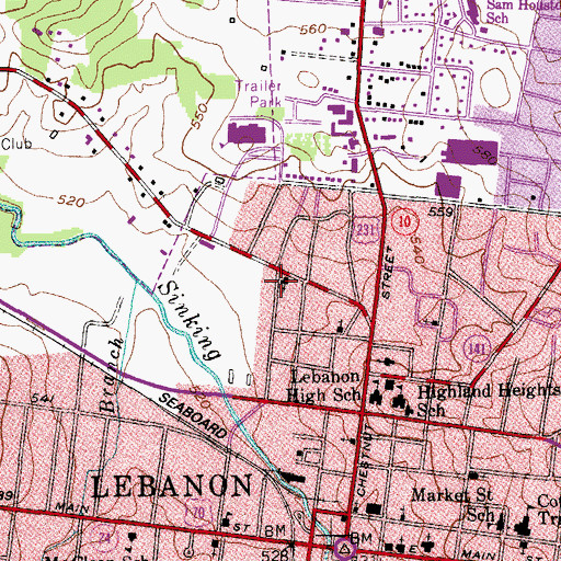 Topographic Map of Fairview Baptist Church, TN