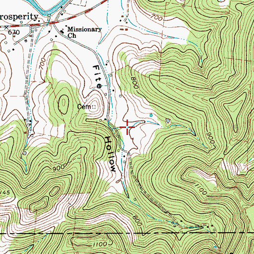 Topographic Map of Fite Cemetery, TN