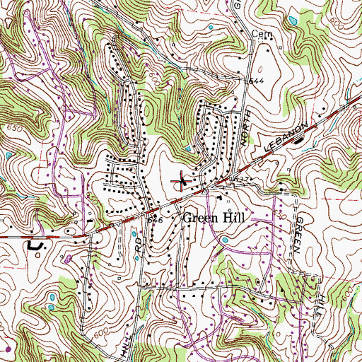 Topographic Map of Green Hill Baptist Church, TN