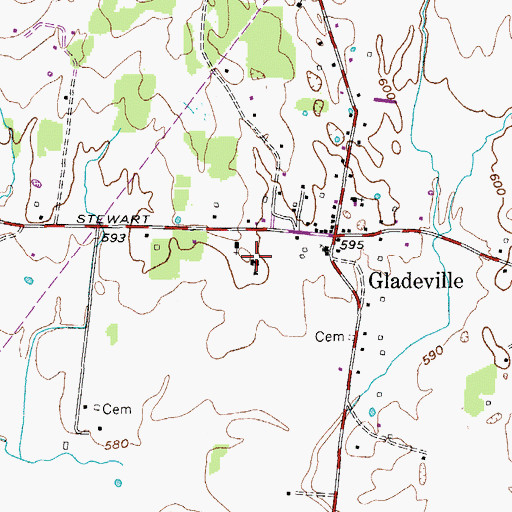 Topographic Map of Gladeville Elementary School, TN