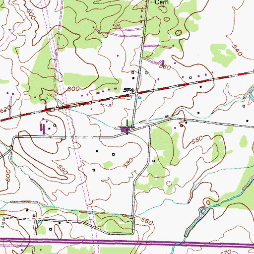 Topographic Map of Herron Church (historical), TN
