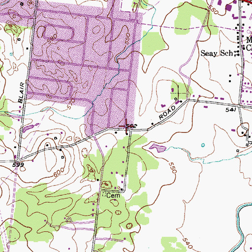 Topographic Map of Hickory Ridge Church of Christ, TN