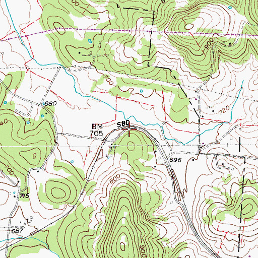 Topographic Map of Holmes Gap School (historical), TN