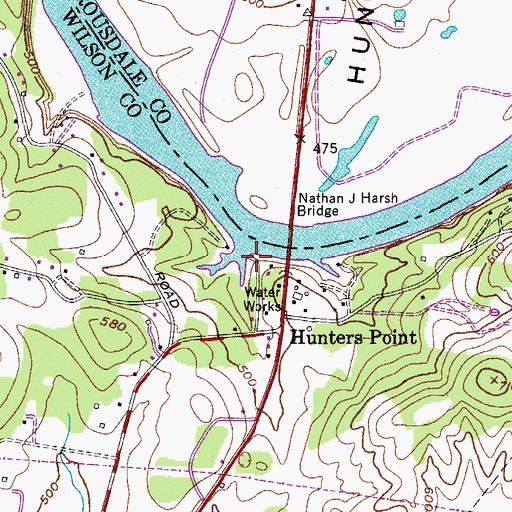 Topographic Map of Hunters Point Access Area, TN