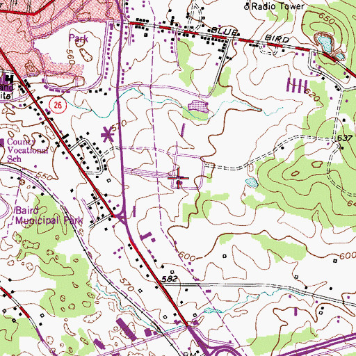 Topographic Map of James E Ward Agricultural and Community Center, TN