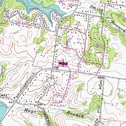 Topographic Map of Lakeview Elementary School, TN