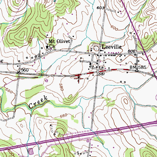 Topographic Map of Leeville High School (historical), TN