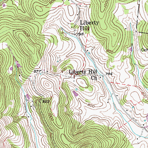 Topographic Map of Liberty Hill School (historical), TN