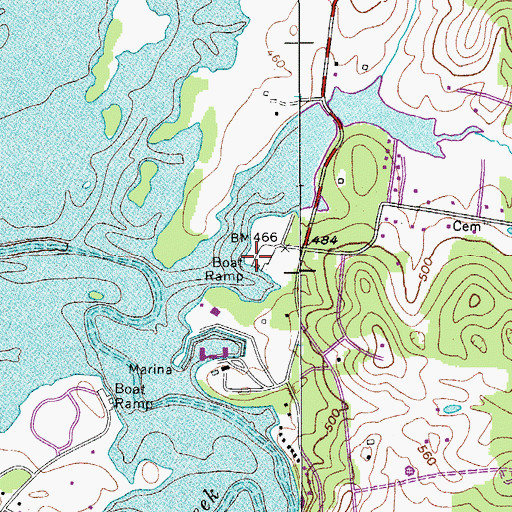 Topographic Map of Lone Branch Access Area, TN