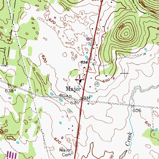 Topographic Map of Major School, TN