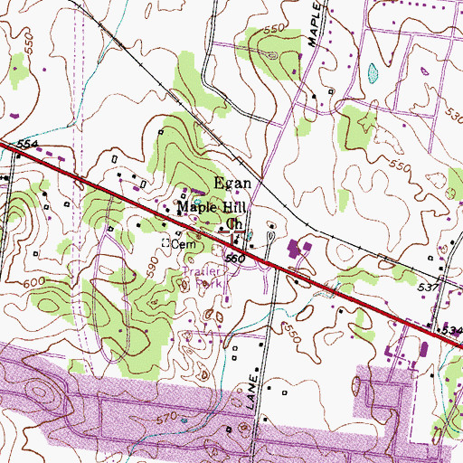 Topographic Map of Maple Hill Seminary (historical), TN