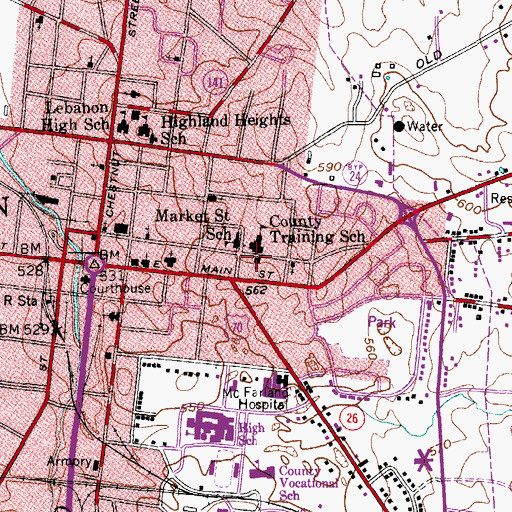 Topographic Map of Market Street Church of Christ, TN