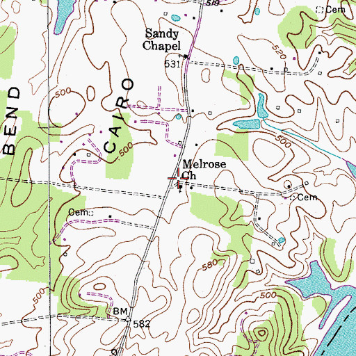 Topographic Map of Melrose School (historical), TN