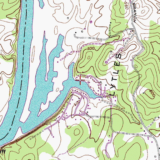 Topographic Map of Misty Cove Marina, TN