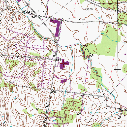 Topographic Map of Mount Juliet Junior High School, TN
