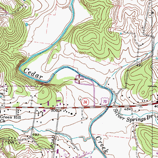 Topographic Map of Mount Juliet Little League Park, TN