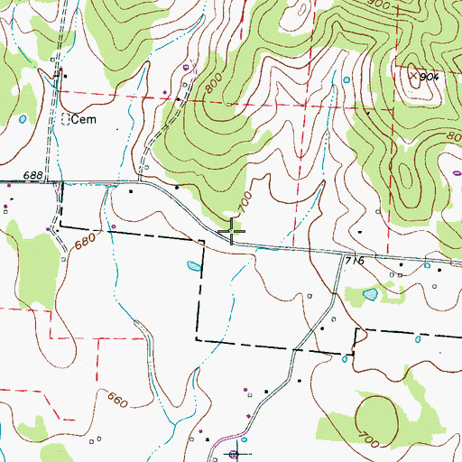 Topographic Map of Oregon Church (historical), TN
