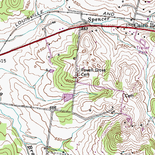 Topographic Map of Powell Church (historical), TN