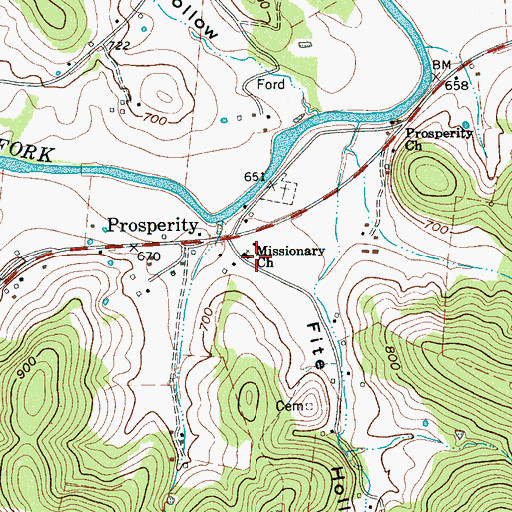 Topographic Map of Prosperity School (historical), TN
