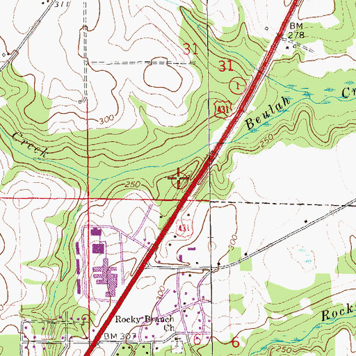 Topographic Map of Landmark Park, AL