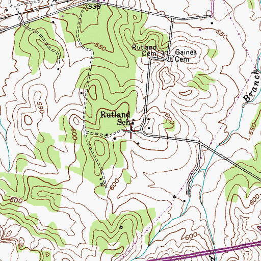 Topographic Map of Rutland Church, TN