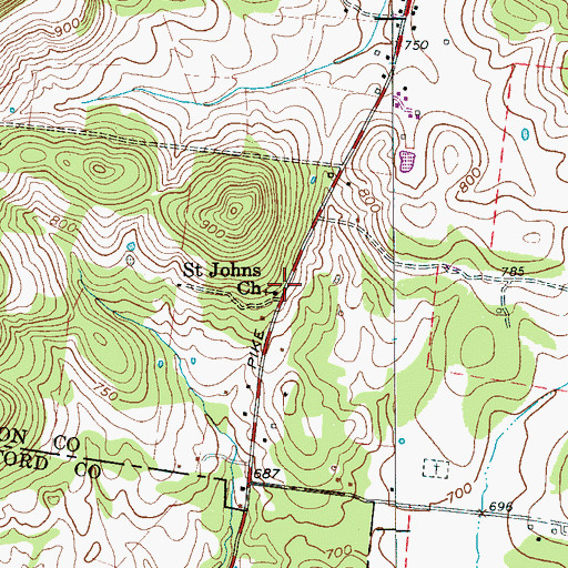 Topographic Map of Saint Johns School (historical), TN