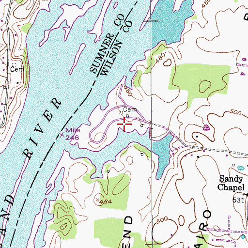 Topographic Map of Sandy Chapel Access Area, TN