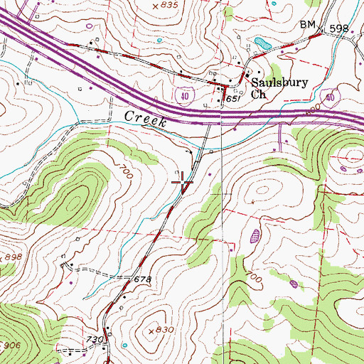 Topographic Map of Saulsbury School (historical), TN