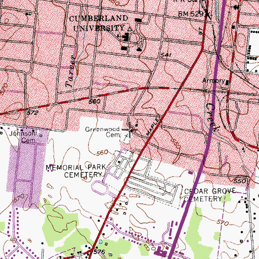 Topographic Map of Second Baptist Church, TN