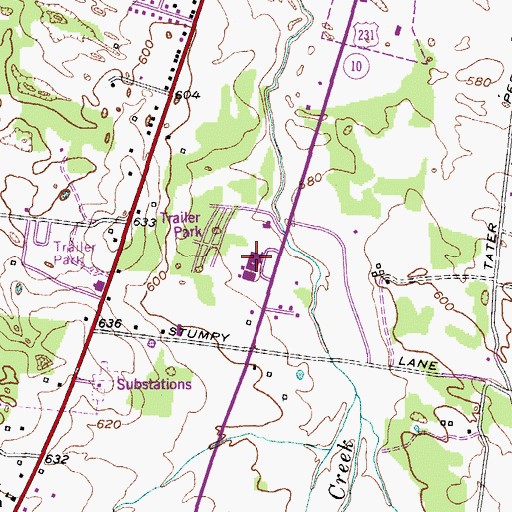 Topographic Map of Southside Elementary School, TN