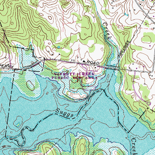 Topographic Map of Vivrett Creek Public Use Area, TN