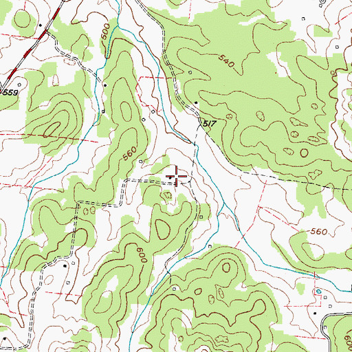 Topographic Map of Walnut Ridge Church (historical), TN