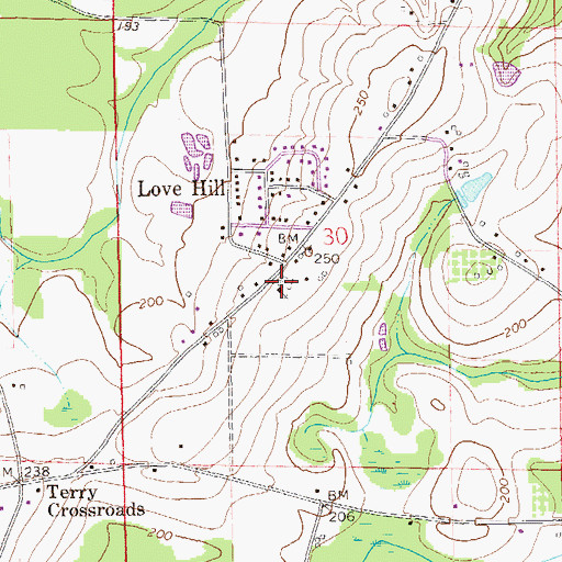 Topographic Map of Love Hill Church, AL